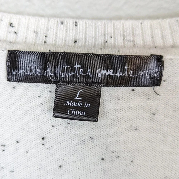United States Sweater White/ Black dot V hem size Large - Picture 4 of 9